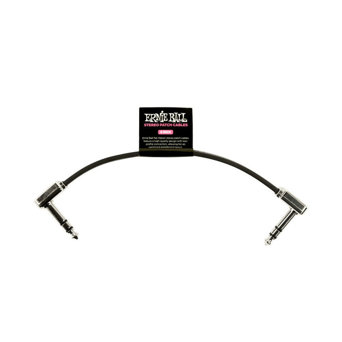 Ernie Ball P06408 Flat Ribbon Stereo Patch Cable 6in - Black - Single