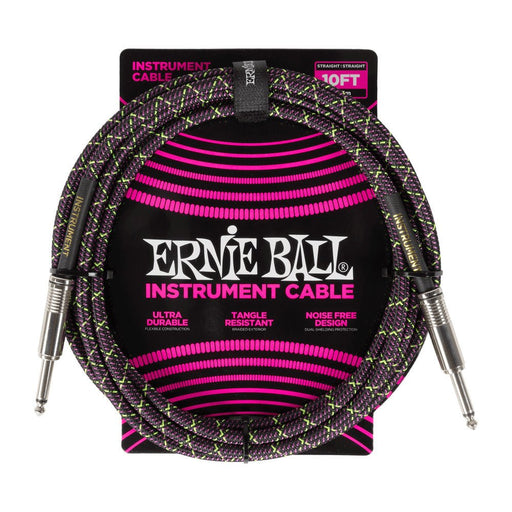 Ernie Ball P06427 Braided Instrument Cable Straight/Straight 10ft - Purple Python