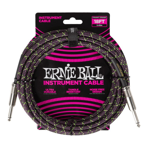 Ernie Ball P06431 Braided Instrument Cable Straight/Straight 18ft - Purple Python