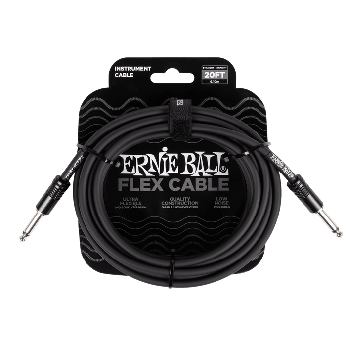 Ernie Ball FLEX Straight / Straight Instrument Cable 20Ft (6M) Black P06435
