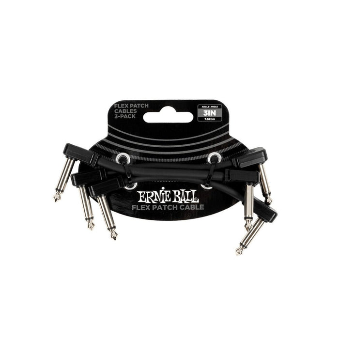 Ernie Ball P06443 Flex Patch Cable 3in - Black - 3 Pack