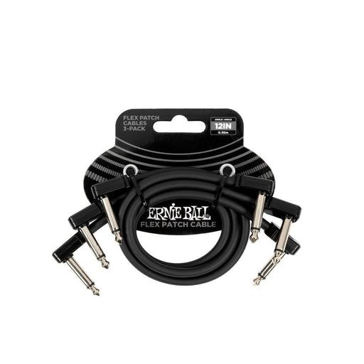 Ernie Ball P06445 Flex Patch Cable 12in - Black - 3 Pack