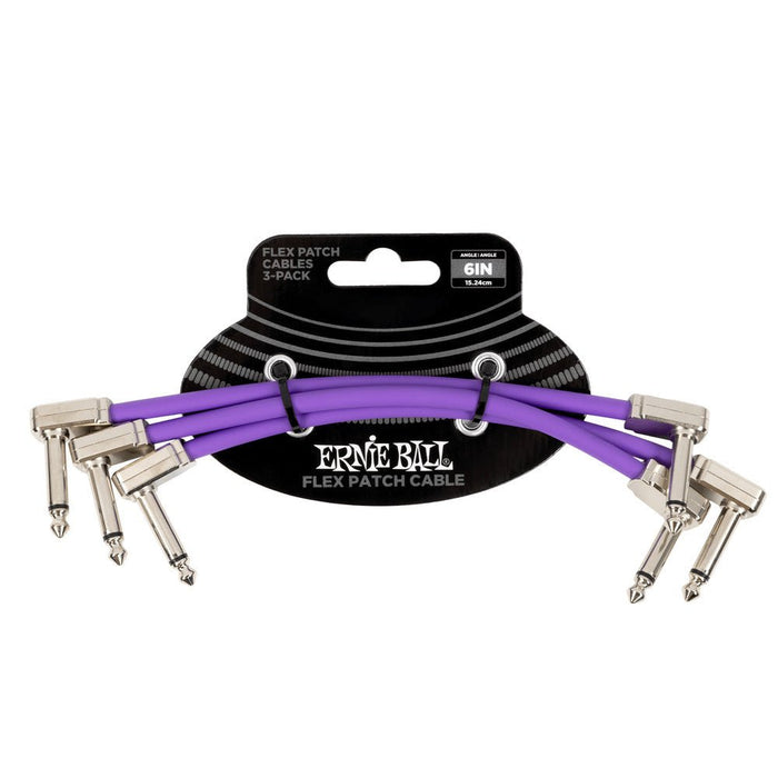 Ernie Ball P06452 Flex Patch Cable 6in - Purple - 3 Pack