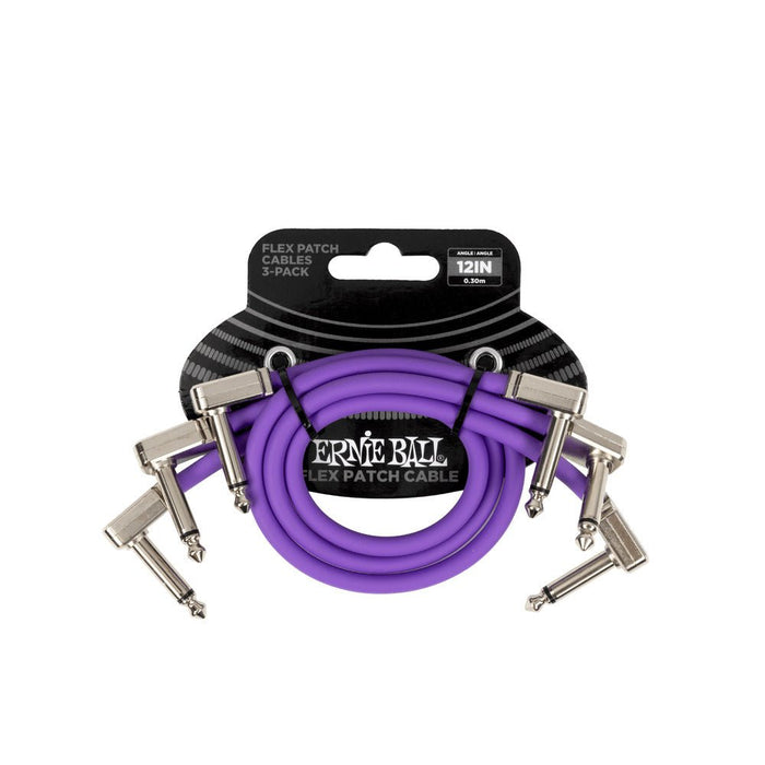 Ernie Ball P06453 Flex Patch Cable 12in - Purple - 3 Pack