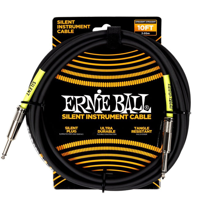 Ernie Ball | SILENT Plug | Straight / Straight Instrument Cable | 3m | Black | P06472 (P06472) - Gsus4