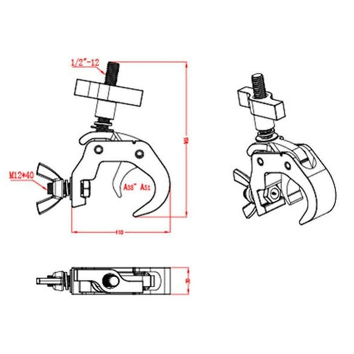 Event Lighting CLAMPT50 Aluminium Trigger Clamp for 38 - 51mm Tube (SWL: 150kg) (CLAMPT50) - Gsus4