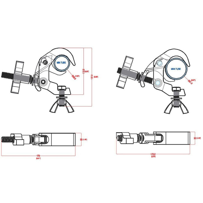 Event Lighting CLAMPT50S Aluminium Trigger Clamp for 38 - 51mm Tube (Silver) (CLAMPT50S) - Gsus4