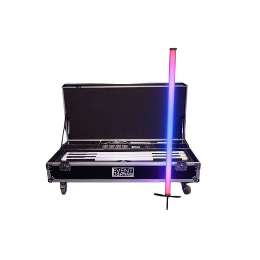 Event Lighting Outdoor Battery RGBW LED Tube Stand Package (Set of 8) w/ Road Case (EVENTTUBEKIT) - Gsus4