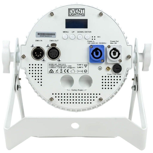 Event Lighting PAR12H - WH LED Flat Pro Par 12x12W RGBWA+UV Stage Wash (White Finish) (PAR12H-WH) - Gsus4