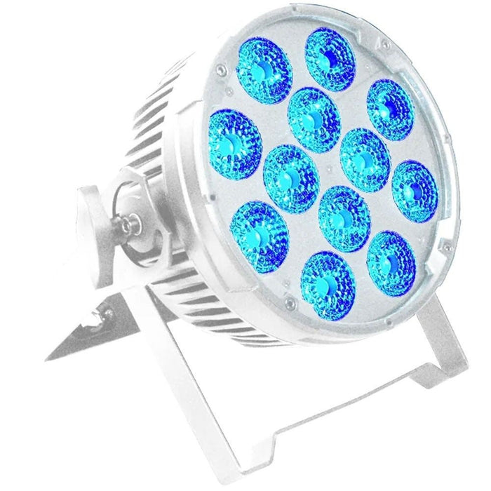 Event Lighting PAR12H - WH LED Flat Pro Par 12x12W RGBWA+UV Stage Wash (White Finish) (PAR12H-WH) - Gsus4