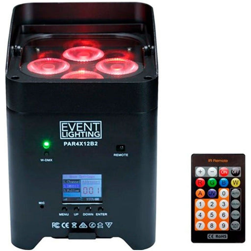 Event Lighting PAR4X12B2 Indoor Battery Uplight Par 4x12W RGBWAUV LEDs (PAR4X12B2) - Gsus4