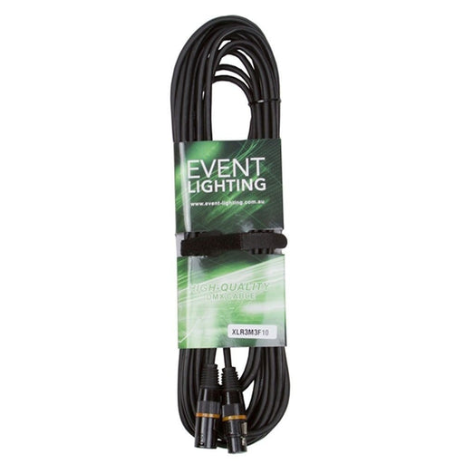 Event Lighting XLR3M3F10 3 - Pin DMX Lead - Orange Indicator Ring (10m) (XLR3M3F10) - Gsus4