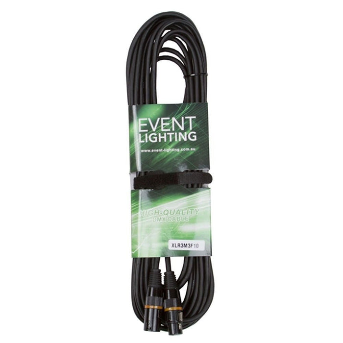 Event Lighting XLR3M3F10 3 - Pin DMX Lead - Orange Indicator Ring (10m) (XLR3M3F10) - Gsus4