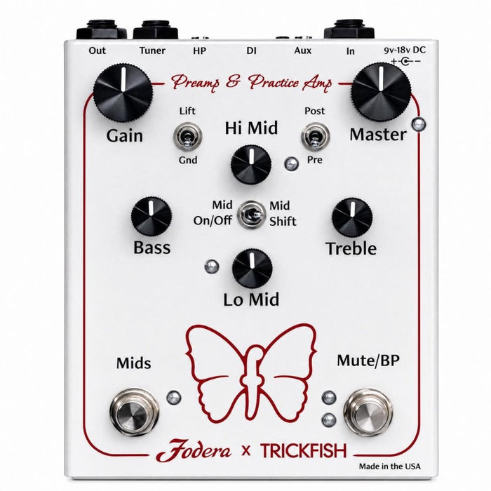Fodera x Trickfish Preamp & Practice Amp Bass Preamp Pedal w/ 4-Band EQ, DI & Headphone Amp PRE-ORDER