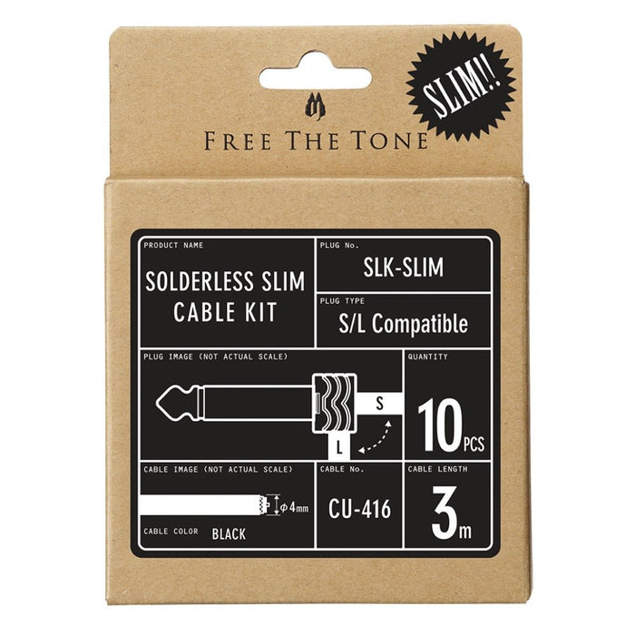 Free The Tone | SOLDERLESS SLIM Cable Kit | SL - SLIM | 10x Slim Plugs & 3M Cable (FTT - SLK - SLIM) - Gsus4