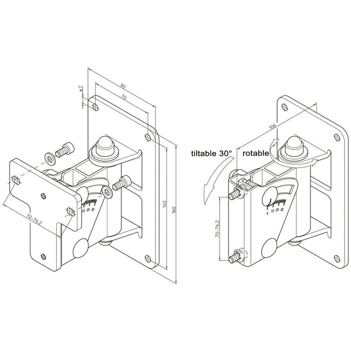 Genelec 402 Adjustable Wall Mount for 8000 Classic Series Studio Monitors - Black (Each)