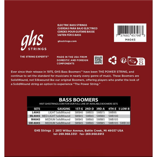 GHS | L4045 | Bass Boomers | Bass 4 - String | Solid Wound | Light 45 - 95 (752978) - Gsus4