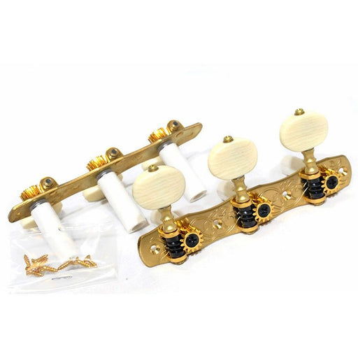 Gotoh 35G1800 Classical Guitar Tuning Machines on Decorative Plate in Solid Brass Finish (3+3) (A35G18002M) - Gsus4