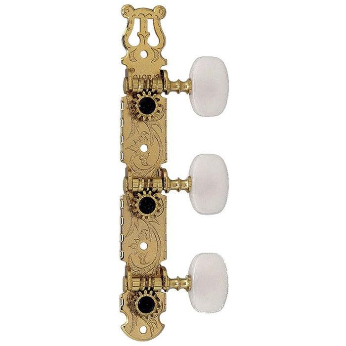 Gotoh 35G450 Classical Guitar Tuning Machines on Decorative Plate in Flash Gold Finish (3+3) (A35G450) - Gsus4