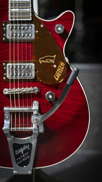 Gretsch | G6134TFM - NH | Nigel Hendroff Penguin Ebony FB | Dark Cherry Metallic Flame | Pre - Loved (Droff-Penguin) - Gsus4