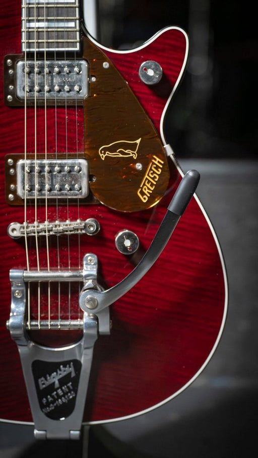 Gretsch | G6134TFM - NH | Nigel Hendroff Penguin Ebony FB | Dark Cherry Metallic Flame | Pre - Loved (Droff-Penguin) - Gsus4