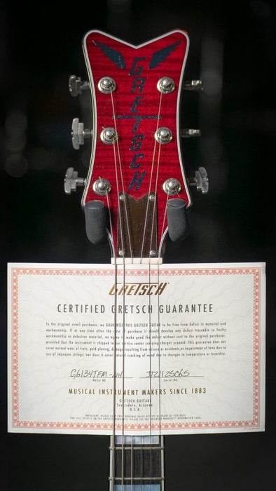 Gretsch | G6134TFM - NH | Nigel Hendroff Penguin Ebony FB | Dark Cherry Metallic Flame | Pre - Loved (Droff-Penguin) - Gsus4