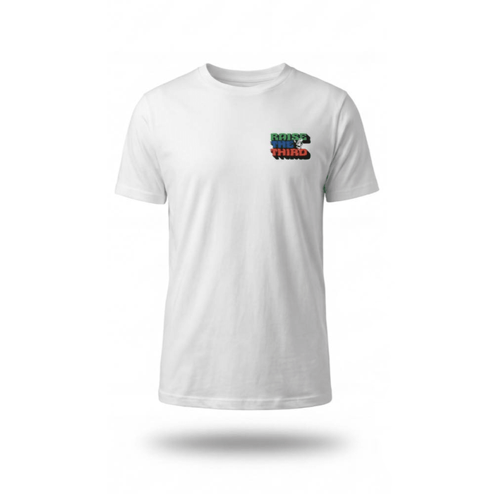 Gsus4 Merch | T-Shirt | "Raise The Third" Mascot | White (Gsus4-RT3) - Gsus4