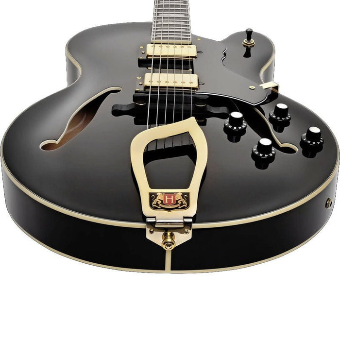 Hagstrom HJ500 Hollow Body Guitar in Black Gloss (HSHJ500BLK) - Gsus4