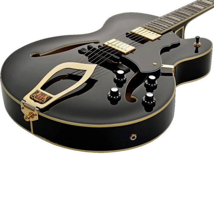 Hagstrom HJ500 Hollow Body Guitar in Black Gloss (HSHJ500BLK) - Gsus4