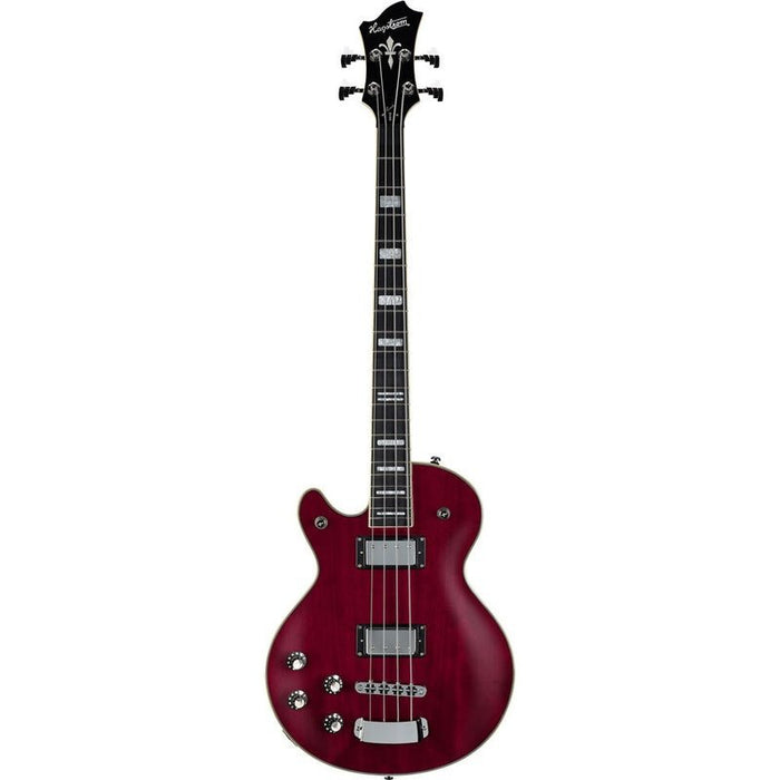 Hagstrom Left Hand Swede Bass Guitar in Wild Cherry Transparent Gloss (HSSWEBLWCT) - Gsus4