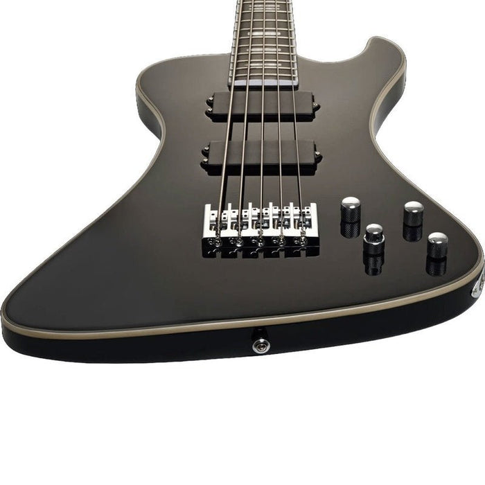 Hagstrom Nekromant-5 String Bass Guitar in Black Gloss with Hardcase (HSNEKR5BLK) - Gsus4