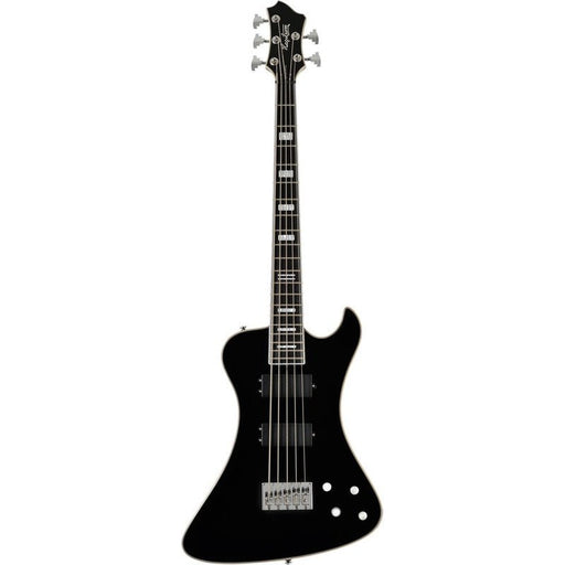Hagstrom Nekromant-5 String Bass Guitar in Black Gloss with Hardcase (HSNEKR5BLK) - Gsus4