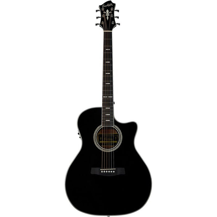 Hagstrom Siljan II Series Grand Auditorium AC/EL Guitar with Cutaway in Black Gloss (HSSIGRA2CEBLK) - Gsus4