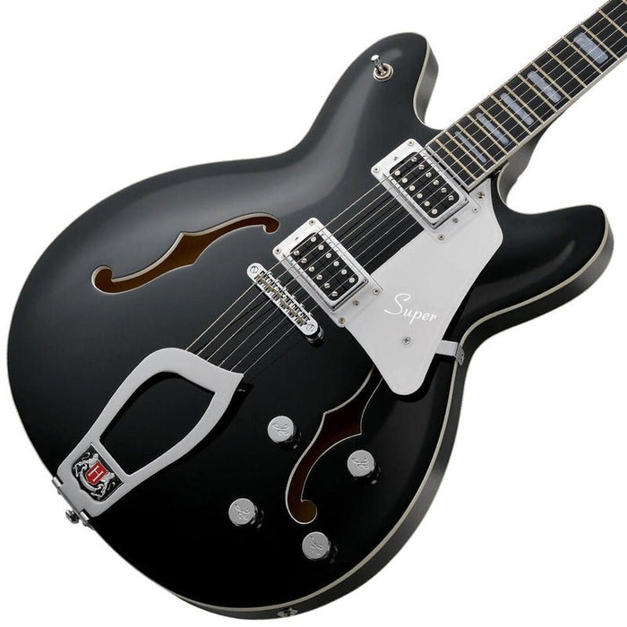 Hagstrom Super Viking Semi-Hollow Electric Guitar in Black Gloss (HSSUVIKBLK) - Gsus4