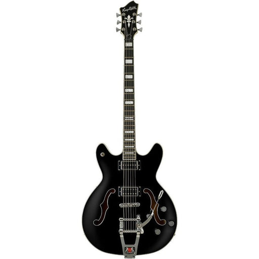 Hagstrom Tremar Viking Deluxe Baritone Semi-Hollow Guitar in Black Gloss (HSTREVIKBADXBLK) - Gsus4