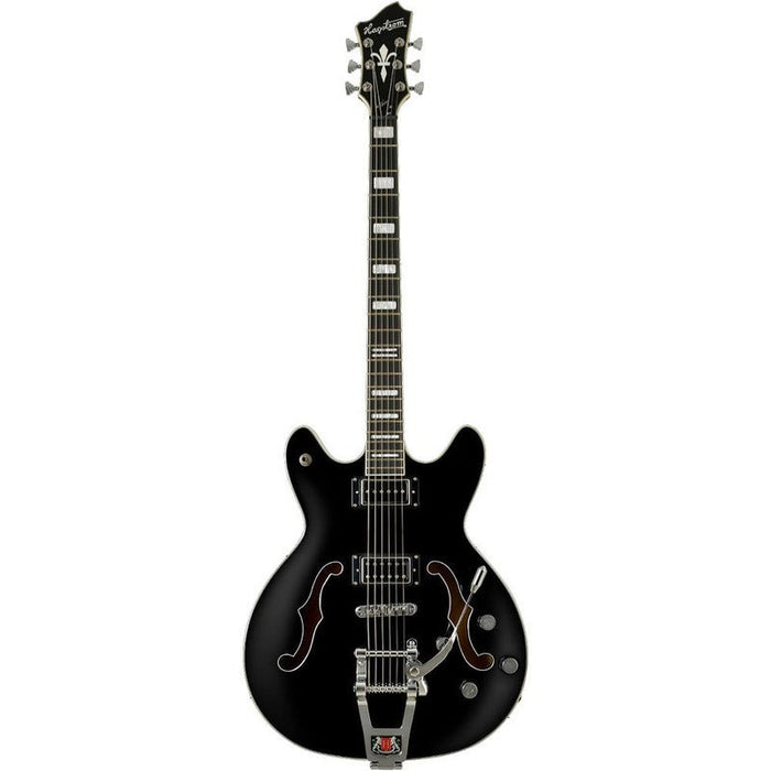Hagstrom Tremar Viking Deluxe Baritone Semi-Hollow Guitar in Black Gloss (HSTREVIKBADXBLK) - Gsus4