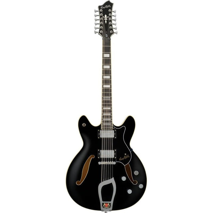 Hagstrom Viking Deluxe 12 String Semi-Hollow Guitar in Black Gloss (HSVIDLX12BLK) - Gsus4