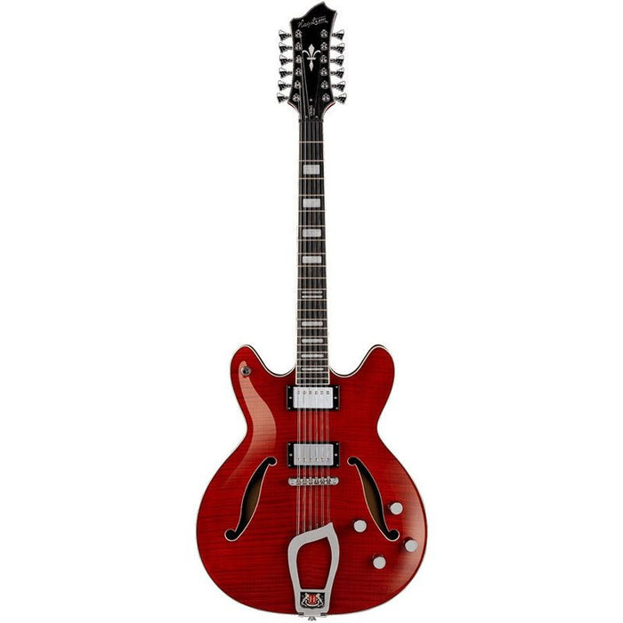 Hagstrom Viking Deluxe 12 String Semi-Hollow Guitar in Wild Cherry Transparent Gloss (HSVIDLX12WCT) - Gsus4