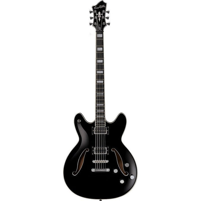 Hagstrom Viking Deluxe Baritone Semi-Hollow Guitar in Black Gloss (HSVIDLXBARIBLK) - Gsus4
