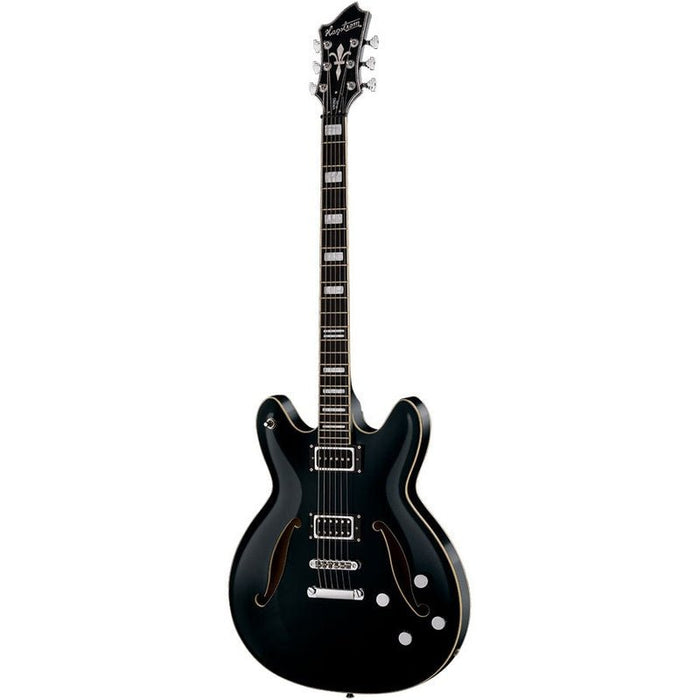 Hagstrom Viking Deluxe Baritone Semi-Hollow Guitar in Black Gloss (HSVIDLXBARIBLK) - Gsus4