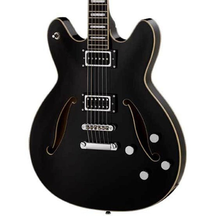 Hagstrom Viking Deluxe Baritone Semi-Hollow Guitar in Black Gloss (HSVIDLXBARIBLK) - Gsus4