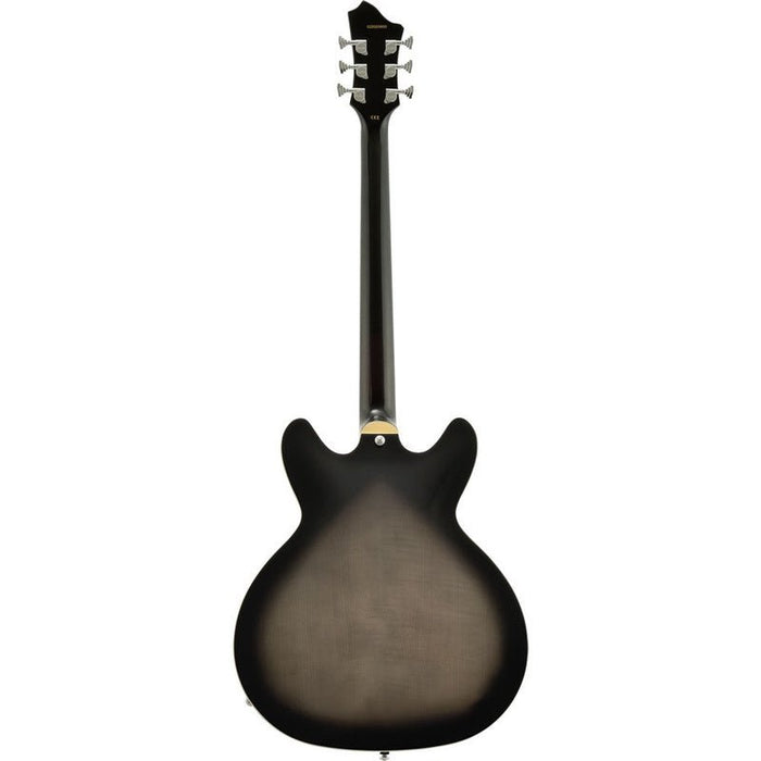 Hagstrom Viking Deluxe Baritone Semi-Hollow Guitar in Cosmic Black Burst Gloss (HSVIDLXBARICBB) - Gsus4