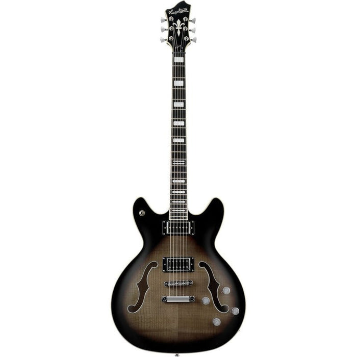 Hagstrom Viking Deluxe Baritone Semi-Hollow Guitar in Cosmic Black Burst Gloss (HSVIDLXBARICBB) - Gsus4