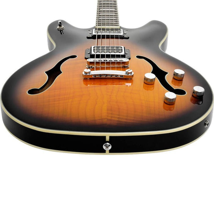 Hagstrom Viking Deluxe Baritone Semi-Hollow Guitar in Tobacco Sunburst Gloss (HSVIDLXBARITSB) - Gsus4