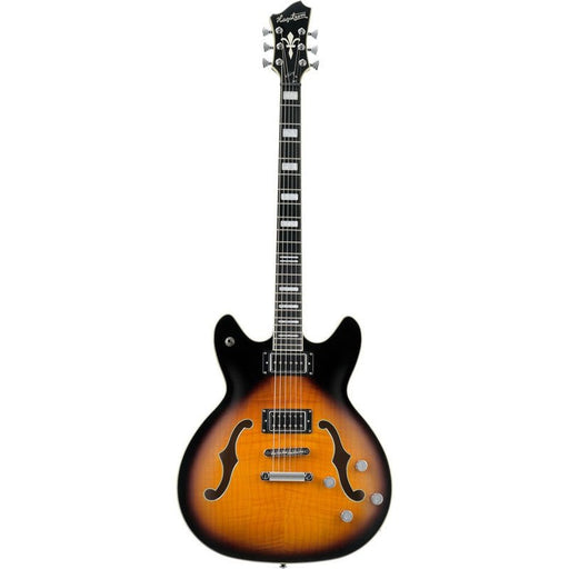 Hagstrom Viking Deluxe Baritone Semi-Hollow Guitar in Tobacco Sunburst Gloss (HSVIDLXBARITSB) - Gsus4