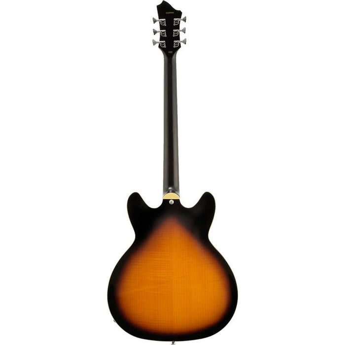 Hagstrom Viking Deluxe Baritone Semi-Hollow Guitar in Tobacco Sunburst Gloss (HSVIDLXBARITSB) - Gsus4