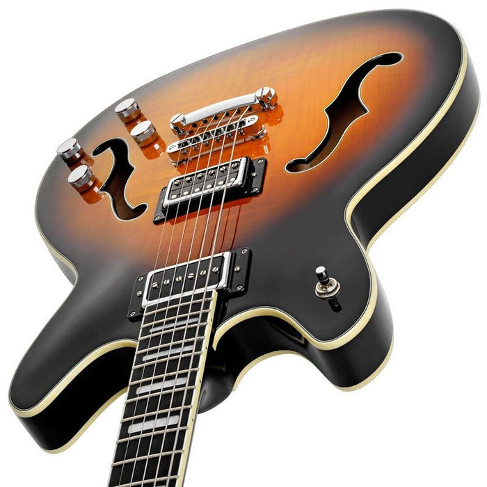Hagstrom Viking Deluxe Baritone Semi-Hollow Guitar in Tobacco Sunburst Gloss (HSVIDLXBARITSB) - Gsus4