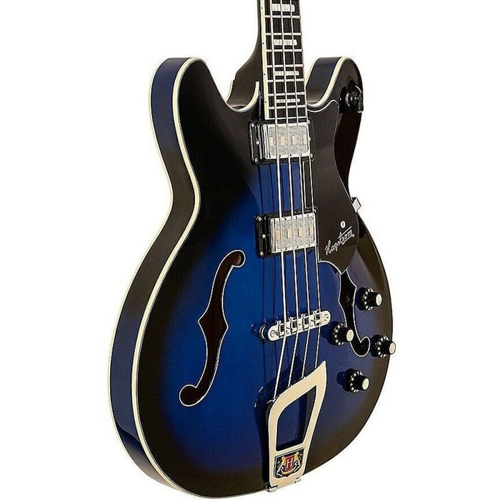 Hagstrom Viking Semi-Hollow Bass Guitar in Dark Baltic Sea Burst Gloss (HSVIKBDBS) - Gsus4