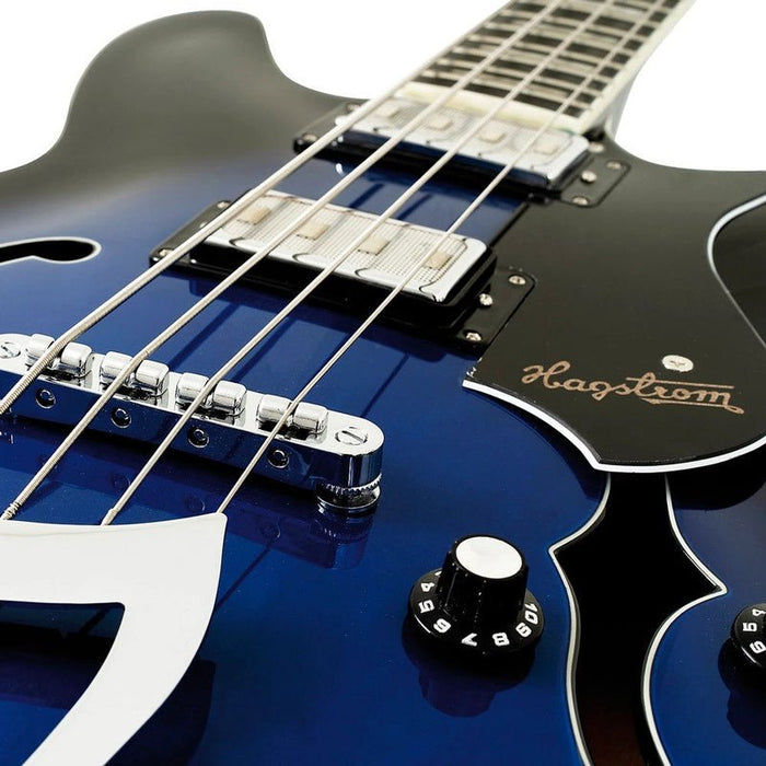 Hagstrom Viking Semi-Hollow Bass Guitar in Dark Baltic Sea Burst Gloss (HSVIKBDBS) - Gsus4