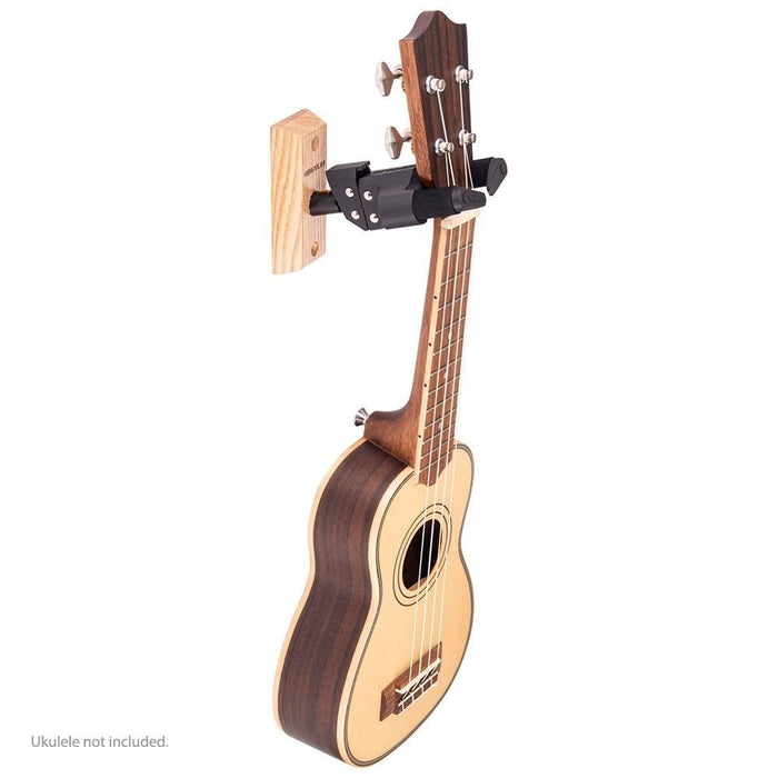 Hercules | USP10WB | Ukulele Wall Mount Hanger w/ Wood Base & Auto Grip System (AGS) (05/USP10WB) - Gsus4